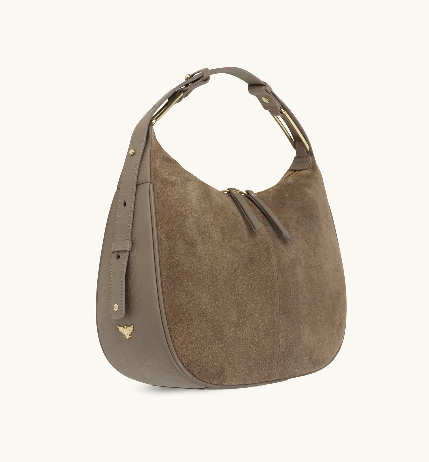 The Charlie mushroom suede bag featuring soft suede texture, a relaxed silhouette, and practical design for everyday elegance-8