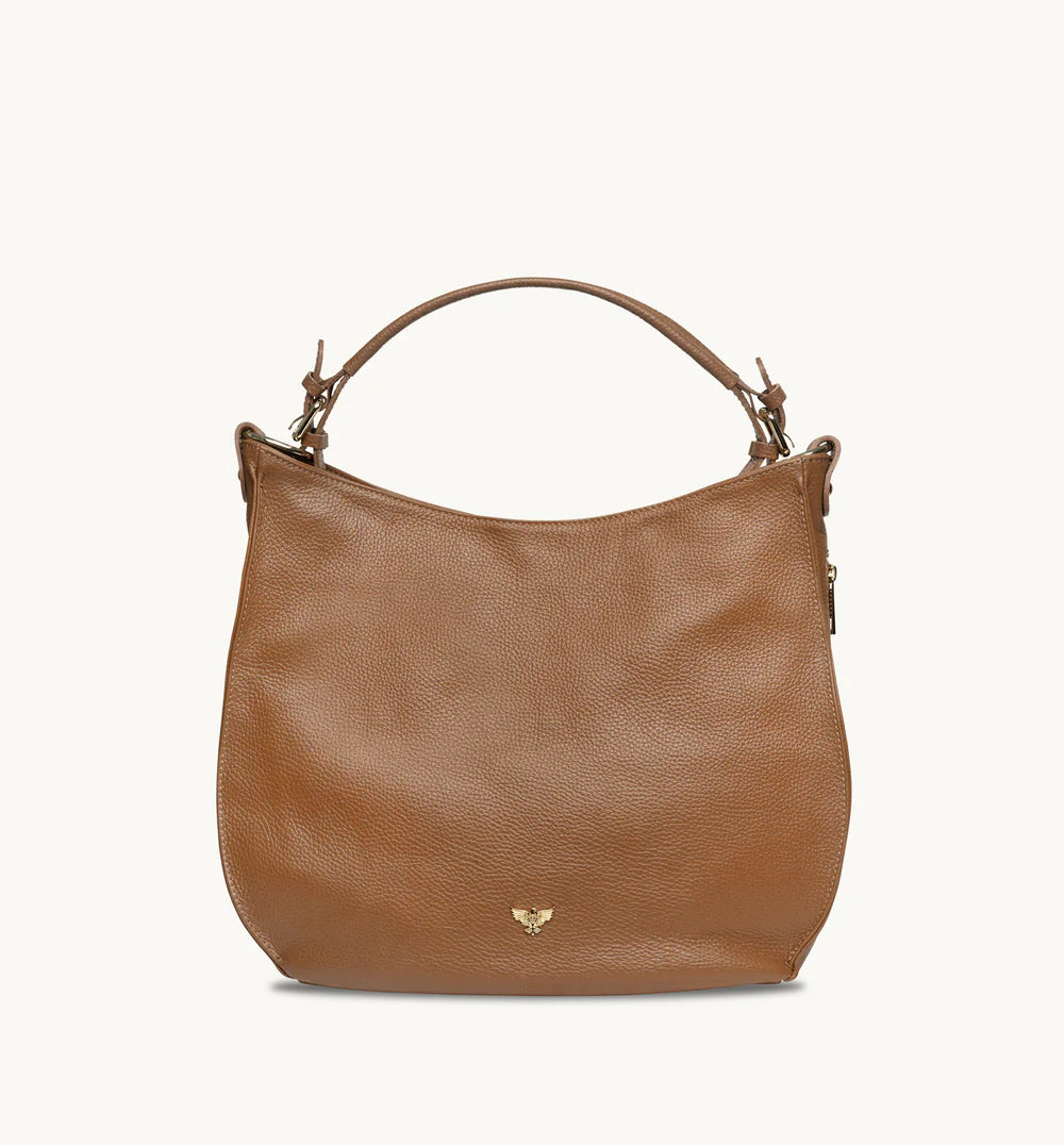 The Harriet tan leather hobo bag featuring a timeless, slouchy design with elegant detailing and everyday functionality-5
