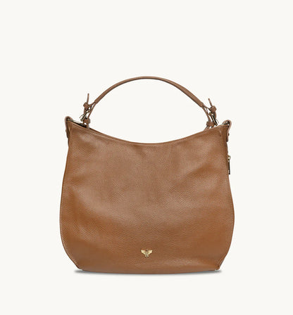 The Harriet tan leather hobo bag featuring a timeless, slouchy design with elegant detailing and everyday functionality-5