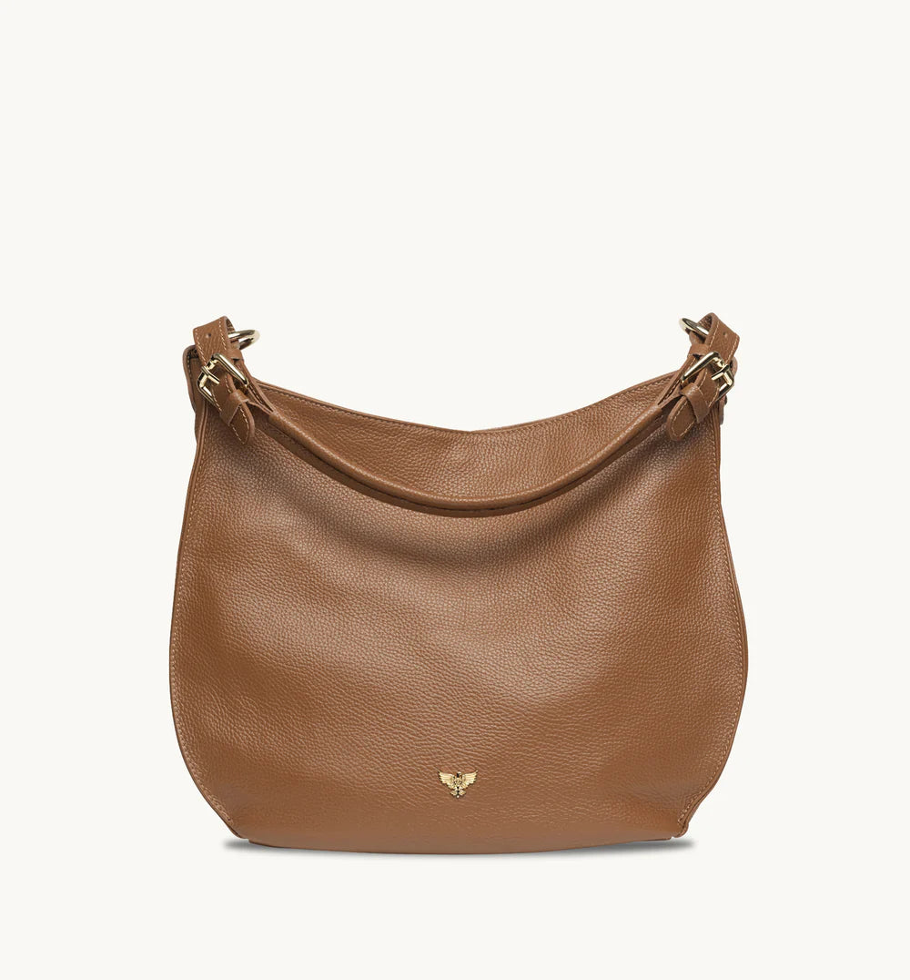The Harriet tan leather hobo bag featuring a timeless, slouchy design with elegant detailing and everyday functionality-8