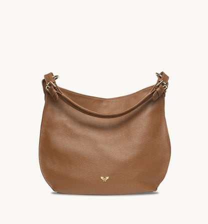 The Harriet tan leather hobo bag featuring a timeless, slouchy design with elegant detailing and everyday functionality-8