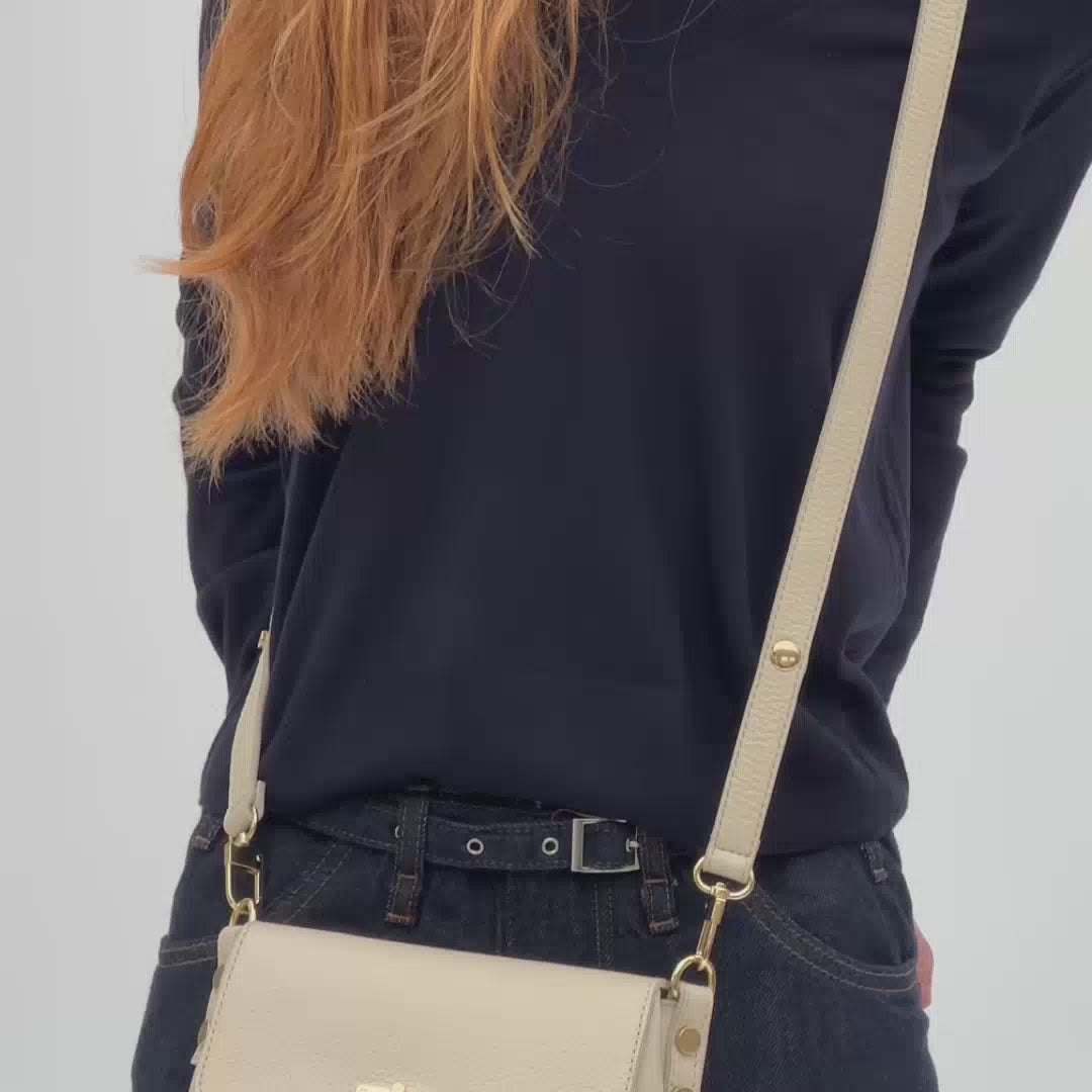 The Maisie stone leather bag with a timeless silhouette, elegant stone-colored finish, and functional design for everyday use-2
