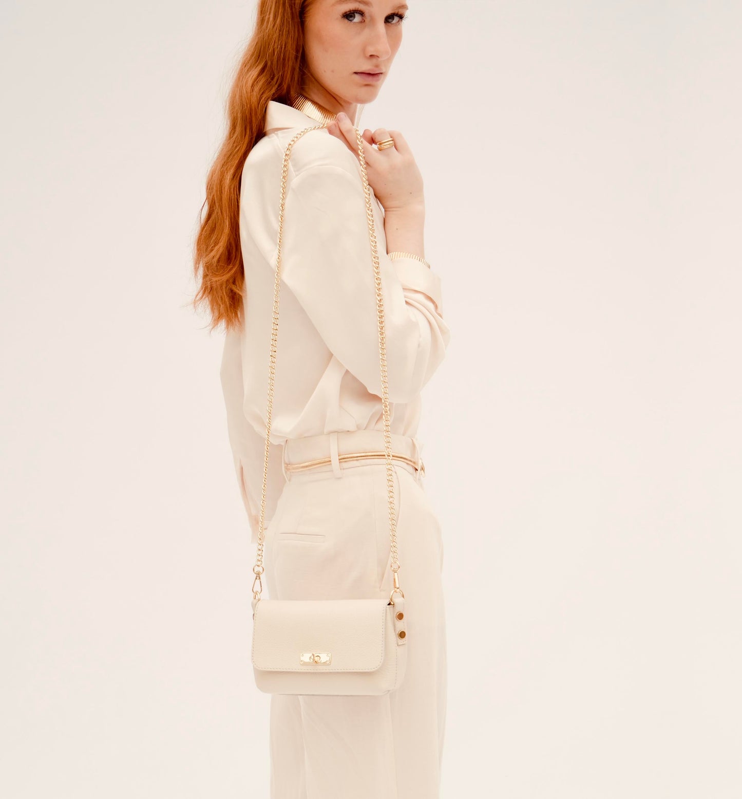The Maisie stone leather bag with a timeless silhouette, elegant stone-colored finish, and functional design for everyday use-5