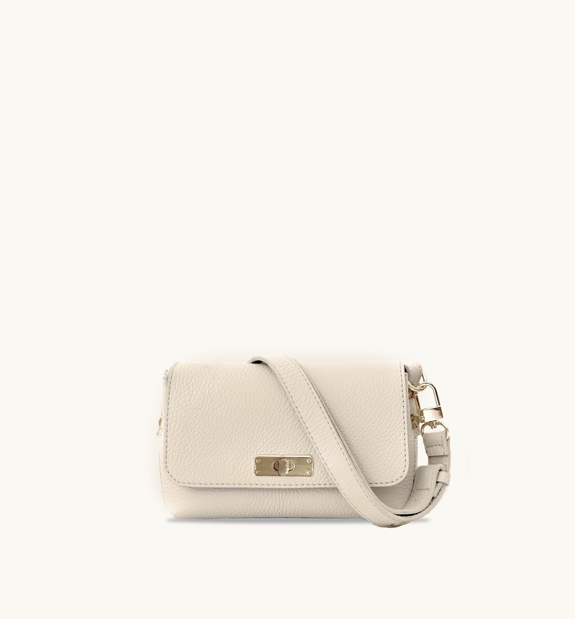 The Maisie stone leather bag with a timeless silhouette, elegant stone-colored finish, and functional design for everyday use-6