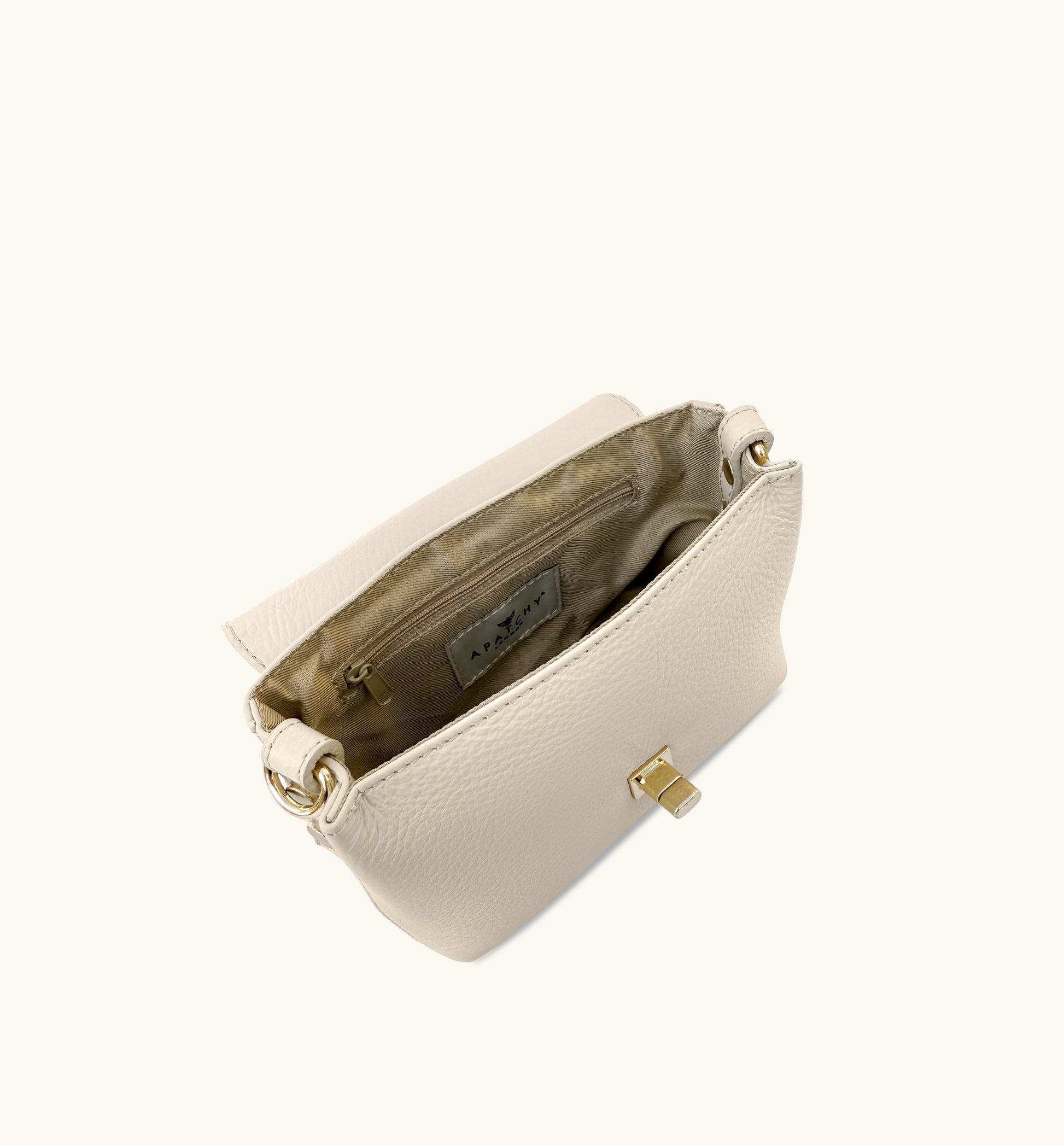 The Maisie stone leather bag with a timeless silhouette, elegant stone-colored finish, and functional design for everyday use-7